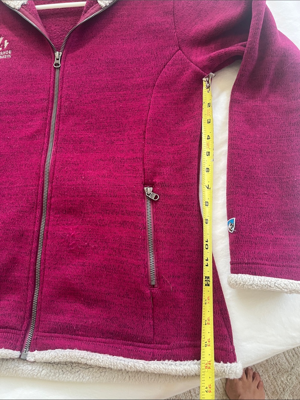 Kuhl Women's Burgundy Zip Teddy Jacket with Cream Sherpa Hood - Picture 8 of 11